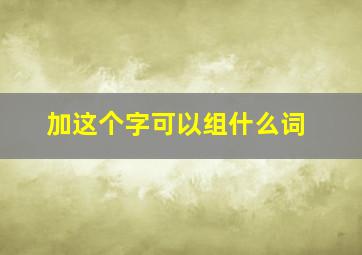 加这个字可以组什么词