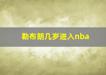 勒布朗几岁进入nba