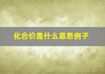 化合价是什么意思例子