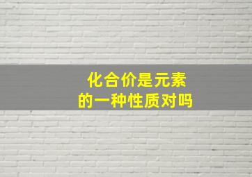 化合价是元素的一种性质对吗