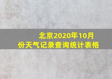 北京2020年10月份天气记录查询统计表格