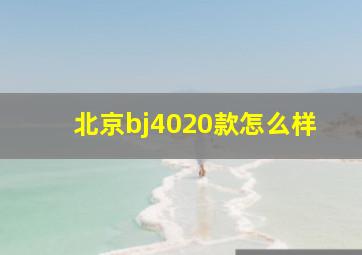 北京bj4020款怎么样