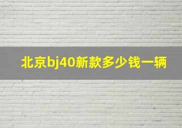 北京bj40新款多少钱一辆