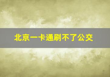 北京一卡通刷不了公交