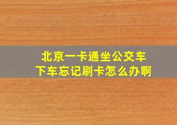 北京一卡通坐公交车下车忘记刷卡怎么办啊