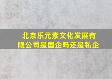 北京乐元素文化发展有限公司是国企吗还是私企