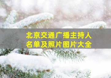 北京交通广播主持人名单及照片图片大全