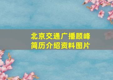 北京交通广播顾峰简历介绍资料图片