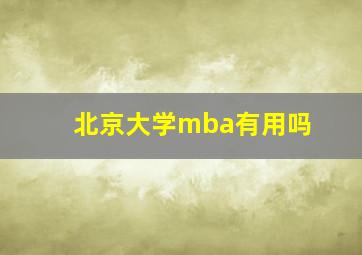 北京大学mba有用吗