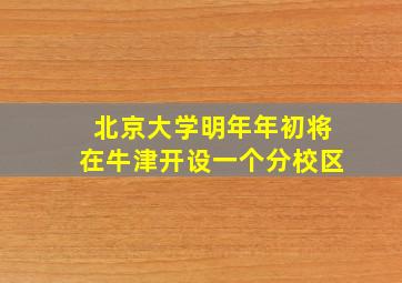 北京大学明年年初将在牛津开设一个分校区