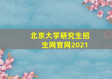 北京大学研究生招生网官网2021