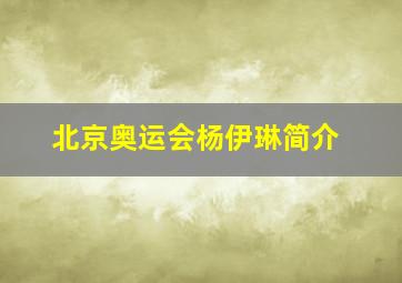 北京奥运会杨伊琳简介