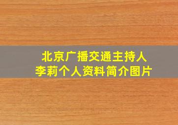 北京广播交通主持人李莉个人资料简介图片