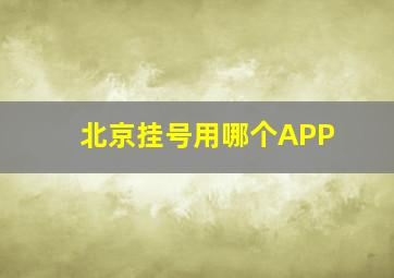 北京挂号用哪个APP