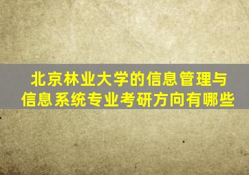 北京林业大学的信息管理与信息系统专业考研方向有哪些