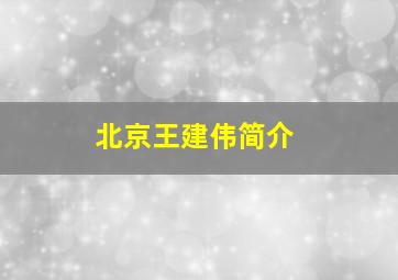 北京王建伟简介