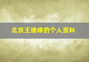 北京王建峰的个人资料