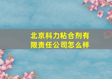 北京科力粘合剂有限责任公司怎么样