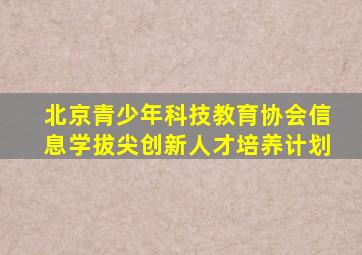 北京青少年科技教育协会信息学拔尖创新人才培养计划