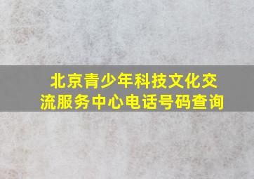 北京青少年科技文化交流服务中心电话号码查询