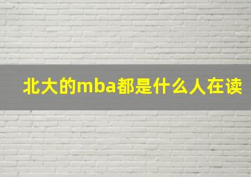 北大的mba都是什么人在读