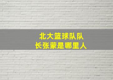 北大篮球队队长张蒙是哪里人