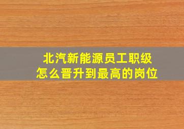 北汽新能源员工职级怎么晋升到最高的岗位