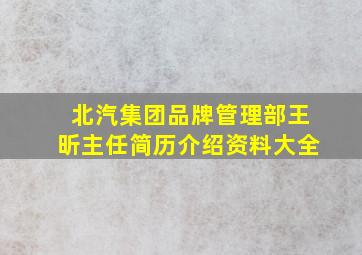 北汽集团品牌管理部王昕主任简历介绍资料大全