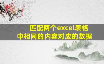 匹配两个excel表格中相同的内容对应的数据