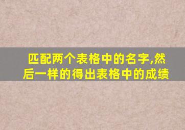 匹配两个表格中的名字,然后一样的得出表格中的成绩