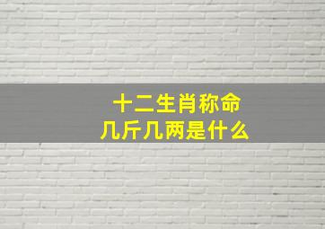 十二生肖称命几斤几两是什么