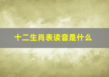 十二生肖表读音是什么