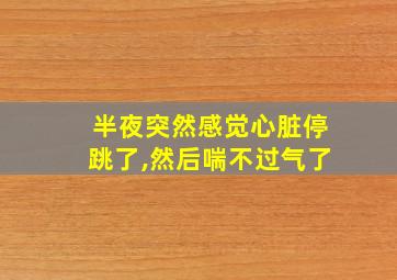 半夜突然感觉心脏停跳了,然后喘不过气了