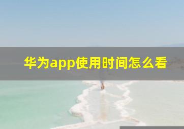 华为app使用时间怎么看