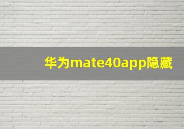 华为mate40app隐藏