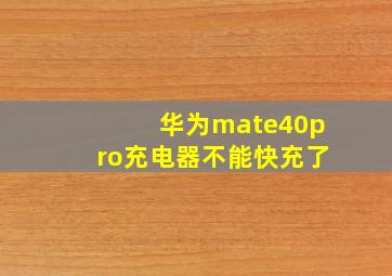 华为mate40pro充电器不能快充了