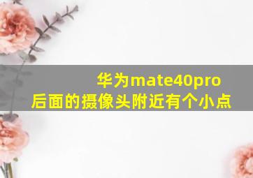 华为mate40pro后面的摄像头附近有个小点