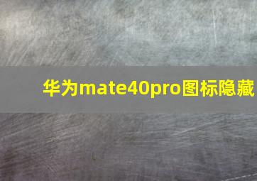 华为mate40pro图标隐藏