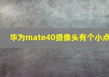 华为mate40摄像头有个小点