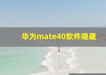 华为mate40软件隐藏