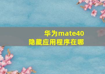 华为mate40隐藏应用程序在哪