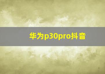 华为p30pro抖音