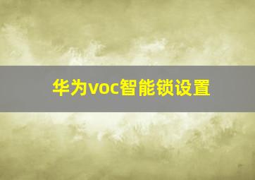 华为voc智能锁设置