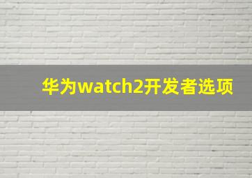 华为watch2开发者选项