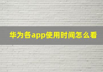 华为各app使用时间怎么看