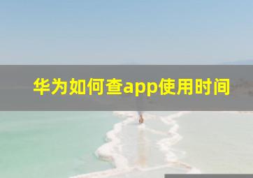 华为如何查app使用时间