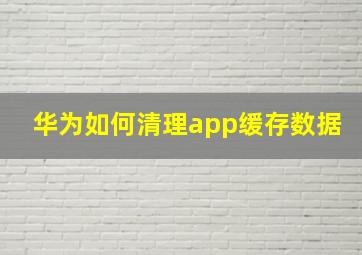 华为如何清理app缓存数据