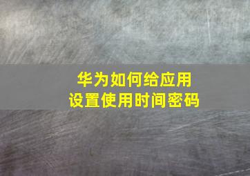 华为如何给应用设置使用时间密码