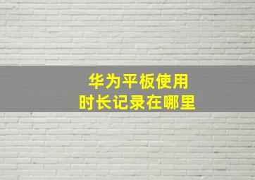 华为平板使用时长记录在哪里