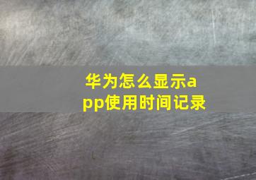 华为怎么显示app使用时间记录